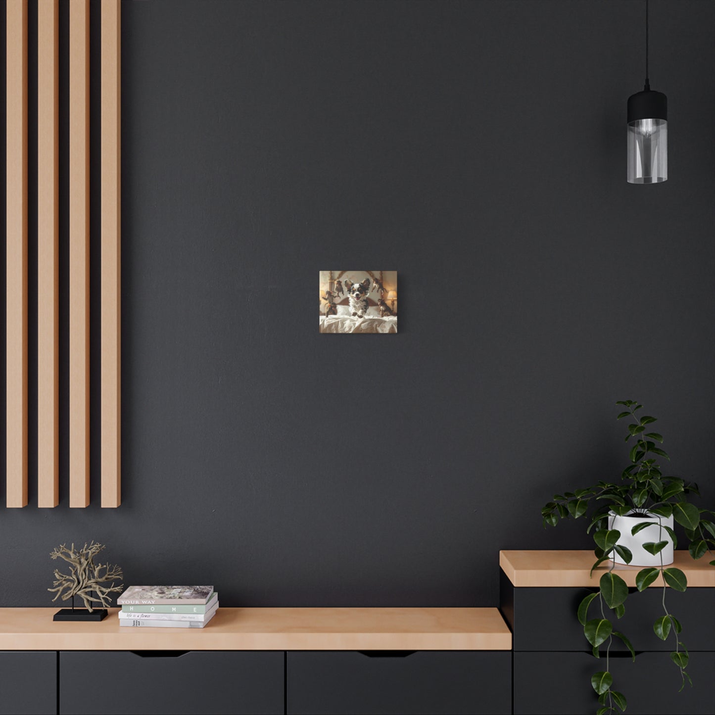Playful Chihuahua Puppy Jumping with Monkeys - Matte Stretched Canvas Wall Art - Chunique Chihuahuas