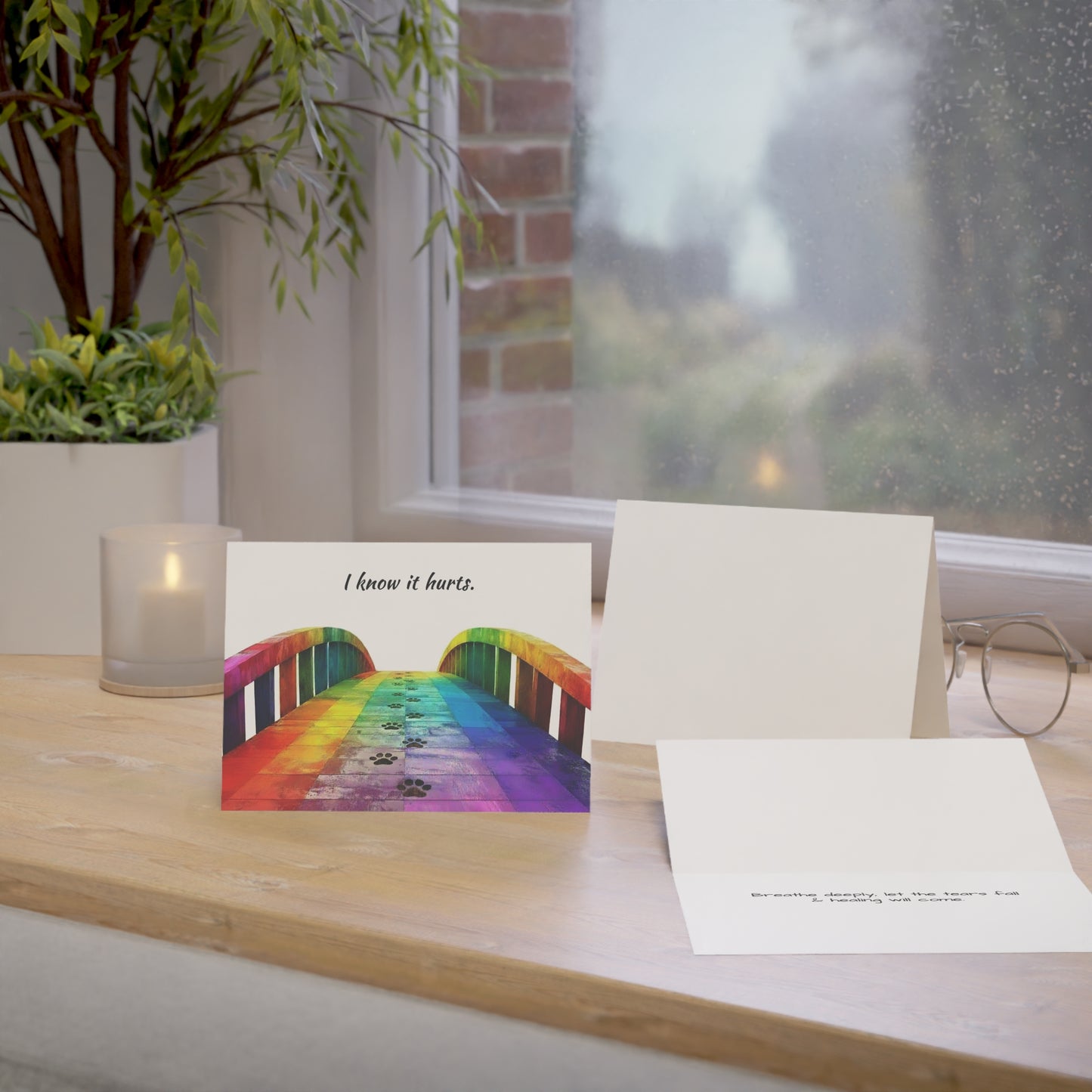 Sympathy Pet Loss Card — "I Know It Hurts" Rainbow Bridge Greeting Card