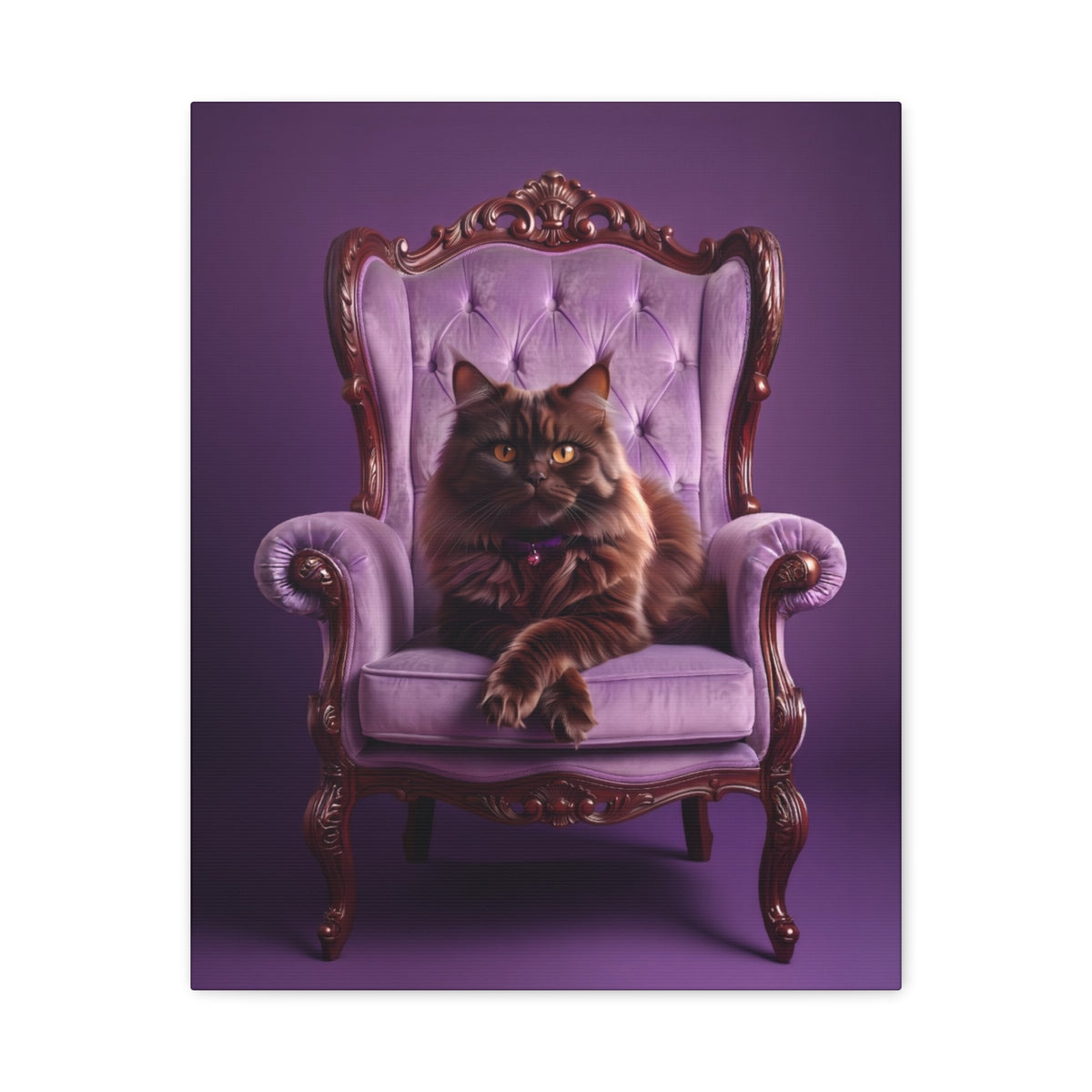 Regal Persian Cat on Purple Throne Canvas - Chunique Chihuahuas