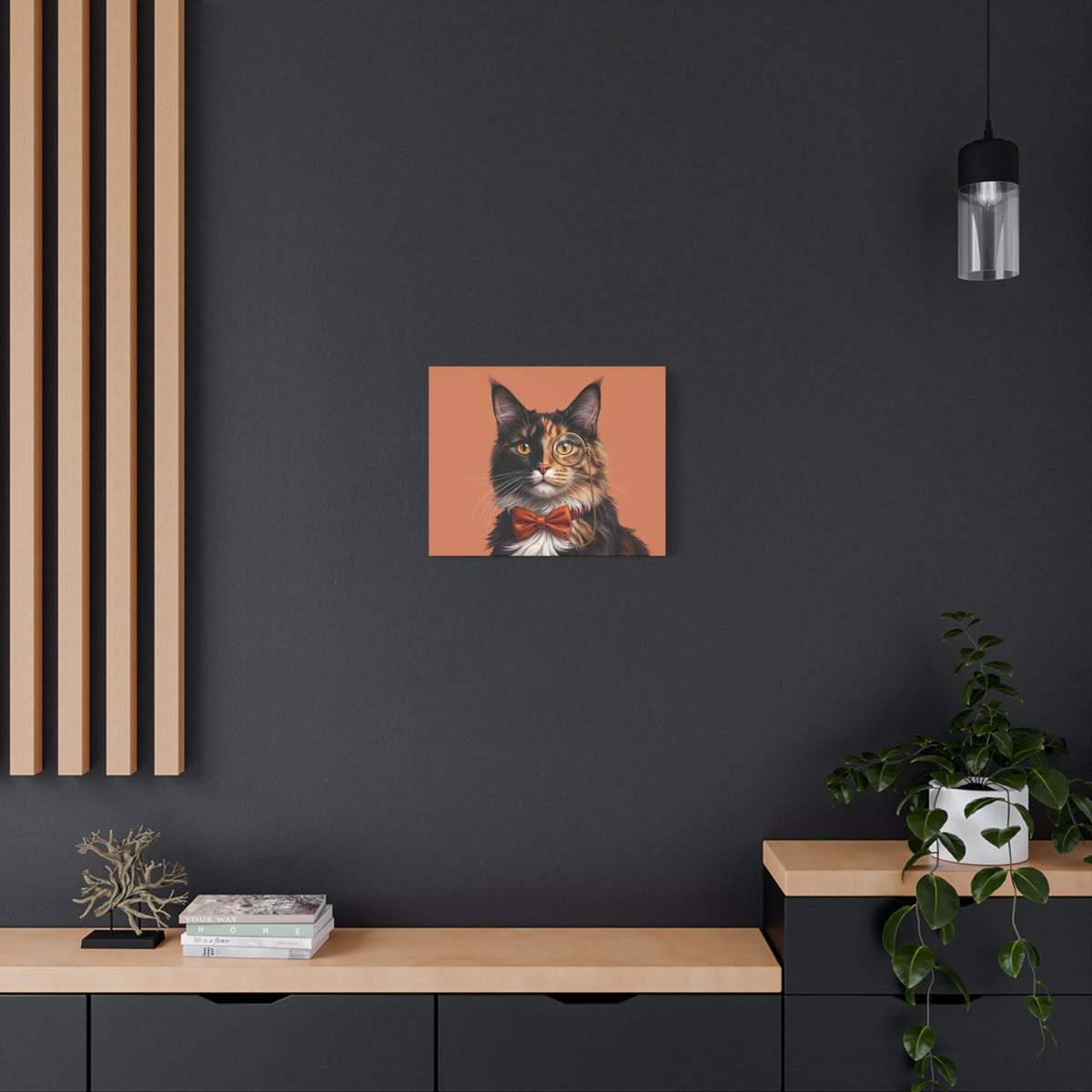 Maine Coon Cat Portrait Canvas — Tortoiseshell with Monocle & Bow Tie - Chunique Chihuahuas