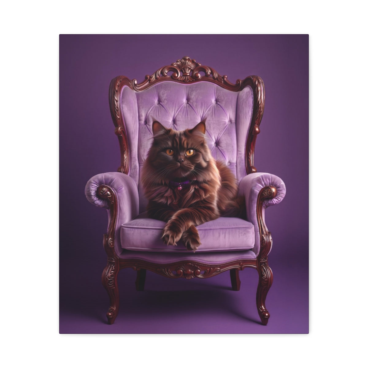 Regal Persian Cat on Purple Throne Canvas - Chunique Chihuahuas