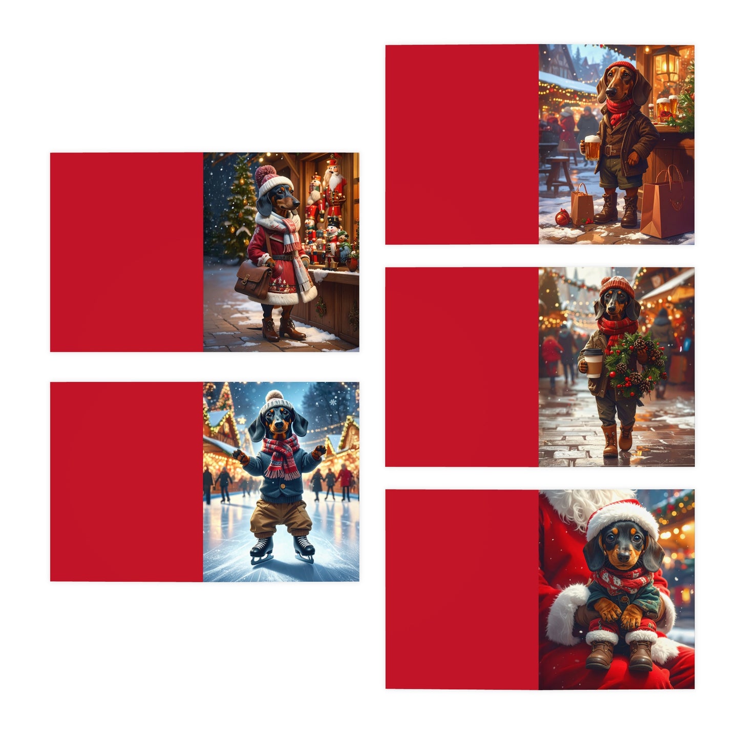 Holiday Dachshund Greeting Cards – 5-Pack Cute Christmas Dog Cards
