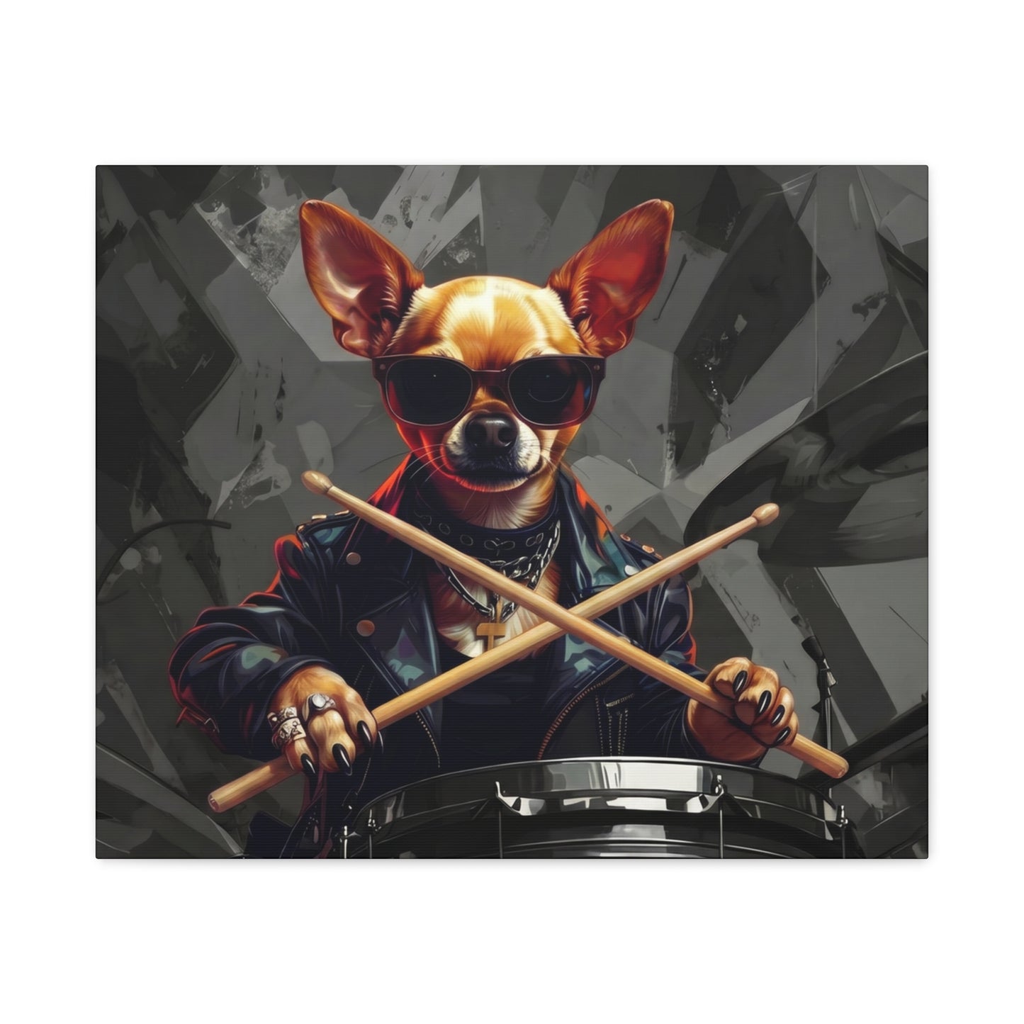 Drummer Chihuahua Canvas Print — Cool Dog Wall Art for Music Lovers - Chunique Chihuahuas