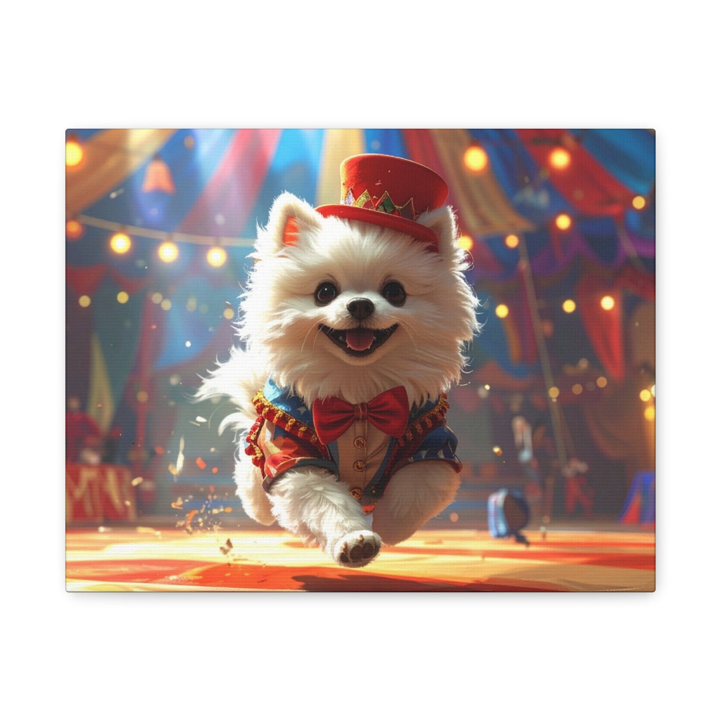 Circus Pomeranian Canvas Print — Happy Pup in Ringmaster Costume