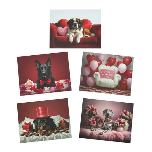 Valentine’s Day Dog Greeting Cards (5-Pack) — Cute Puppy Valentine Card Set