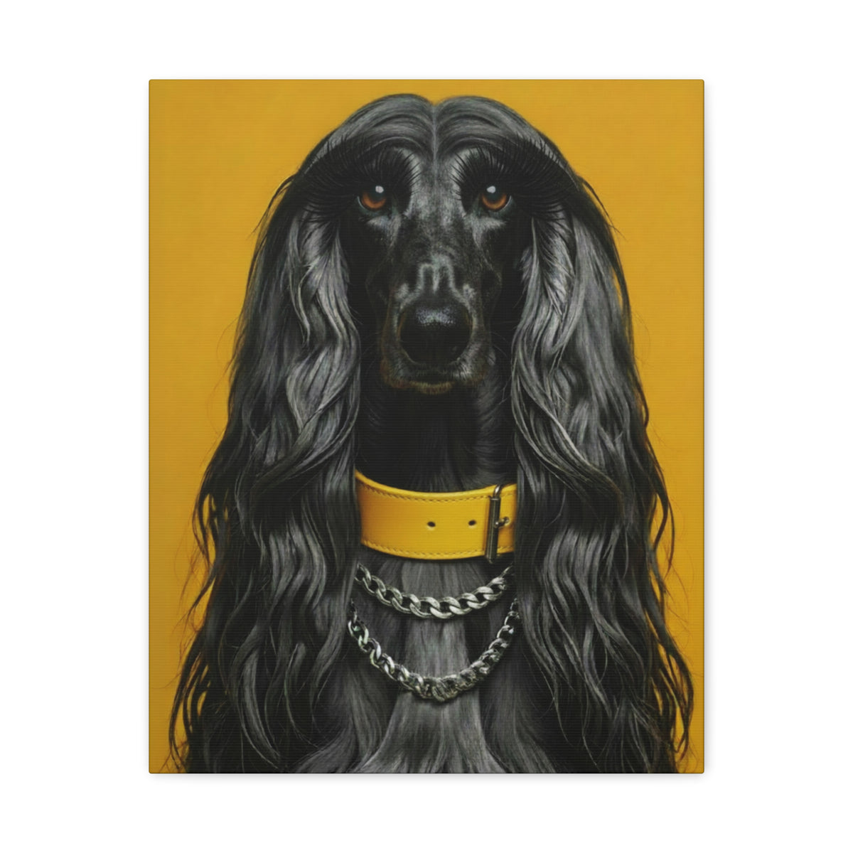 Afghan Hound Portrait Canvas – Yellow Collar Decorative Wall Art - Chunique Chihuahuas