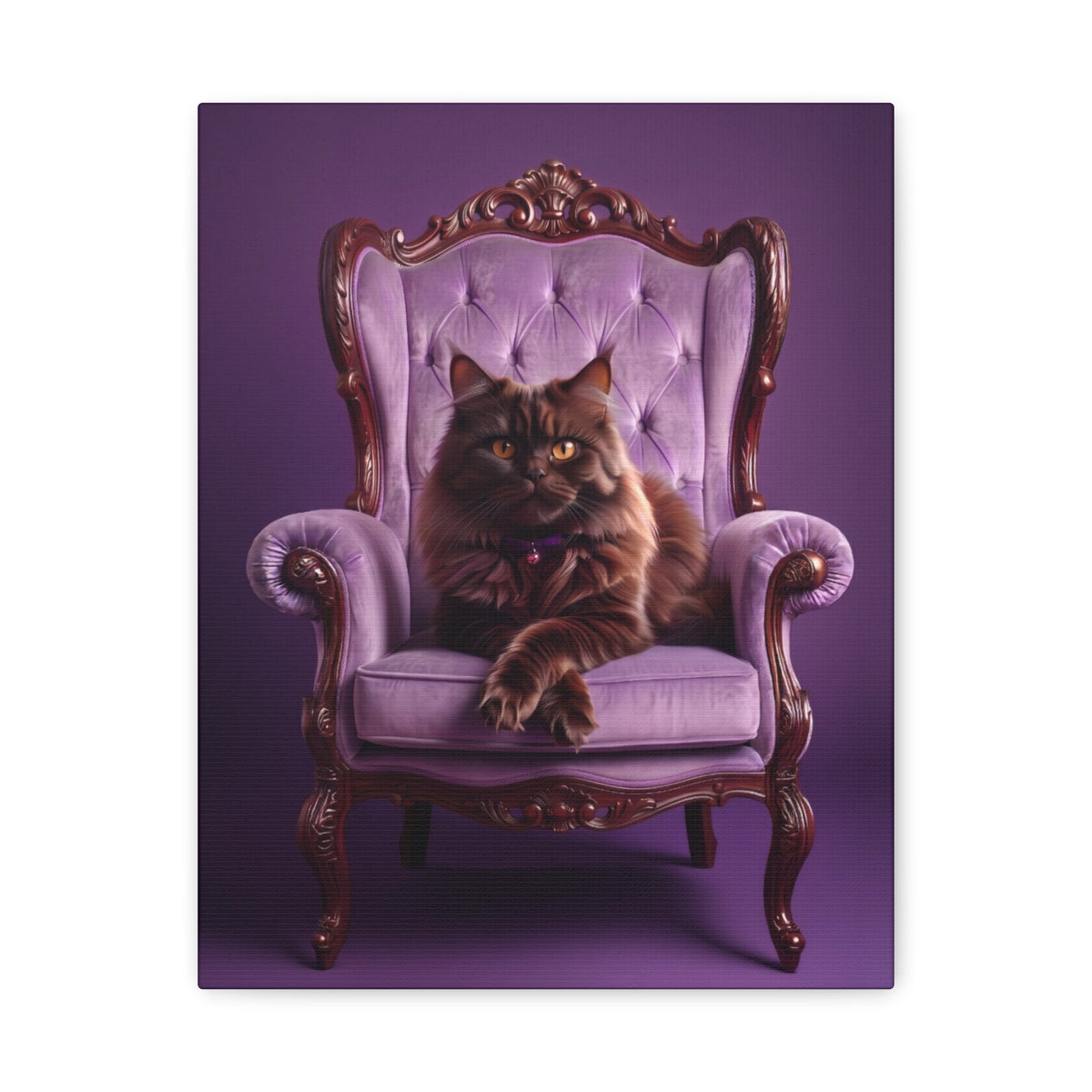 Regal Persian Cat on Purple Throne Canvas - Chunique Chihuahuas