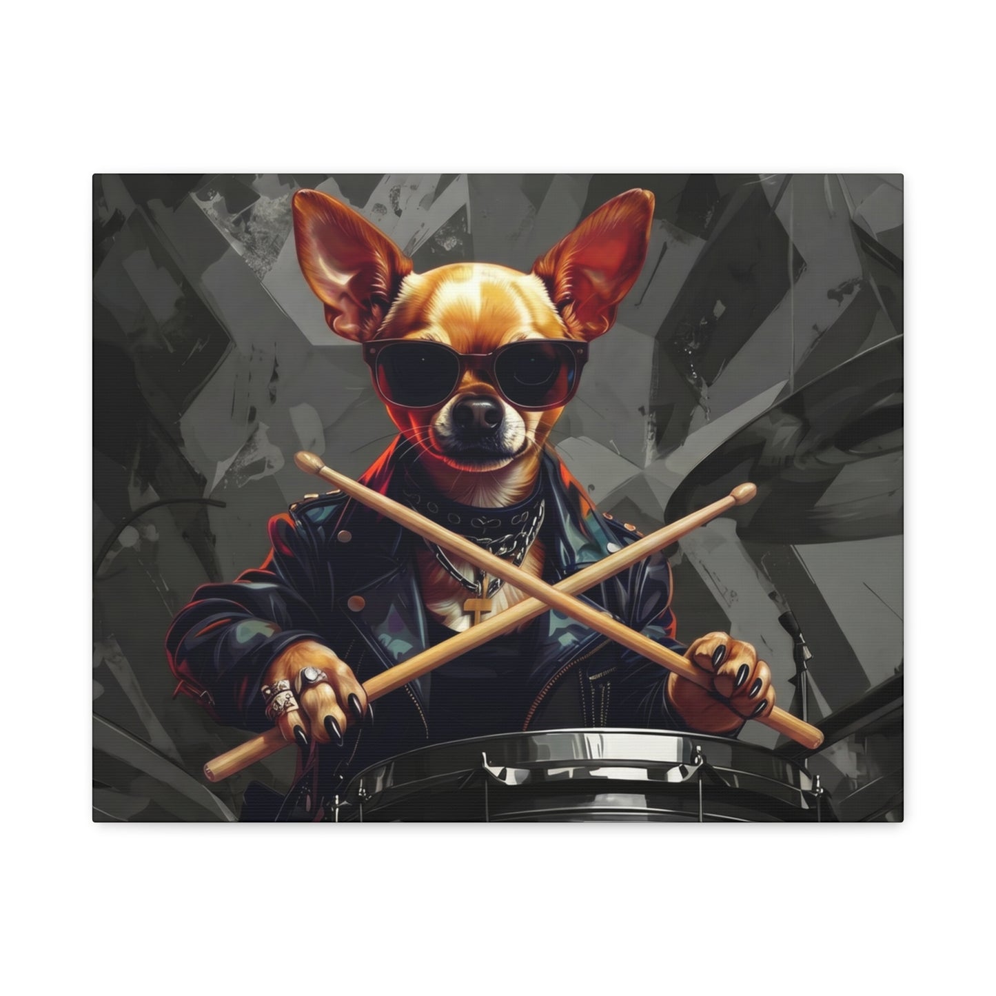 Drummer Chihuahua Canvas Print — Cool Dog Wall Art for Music Lovers - Chunique Chihuahuas