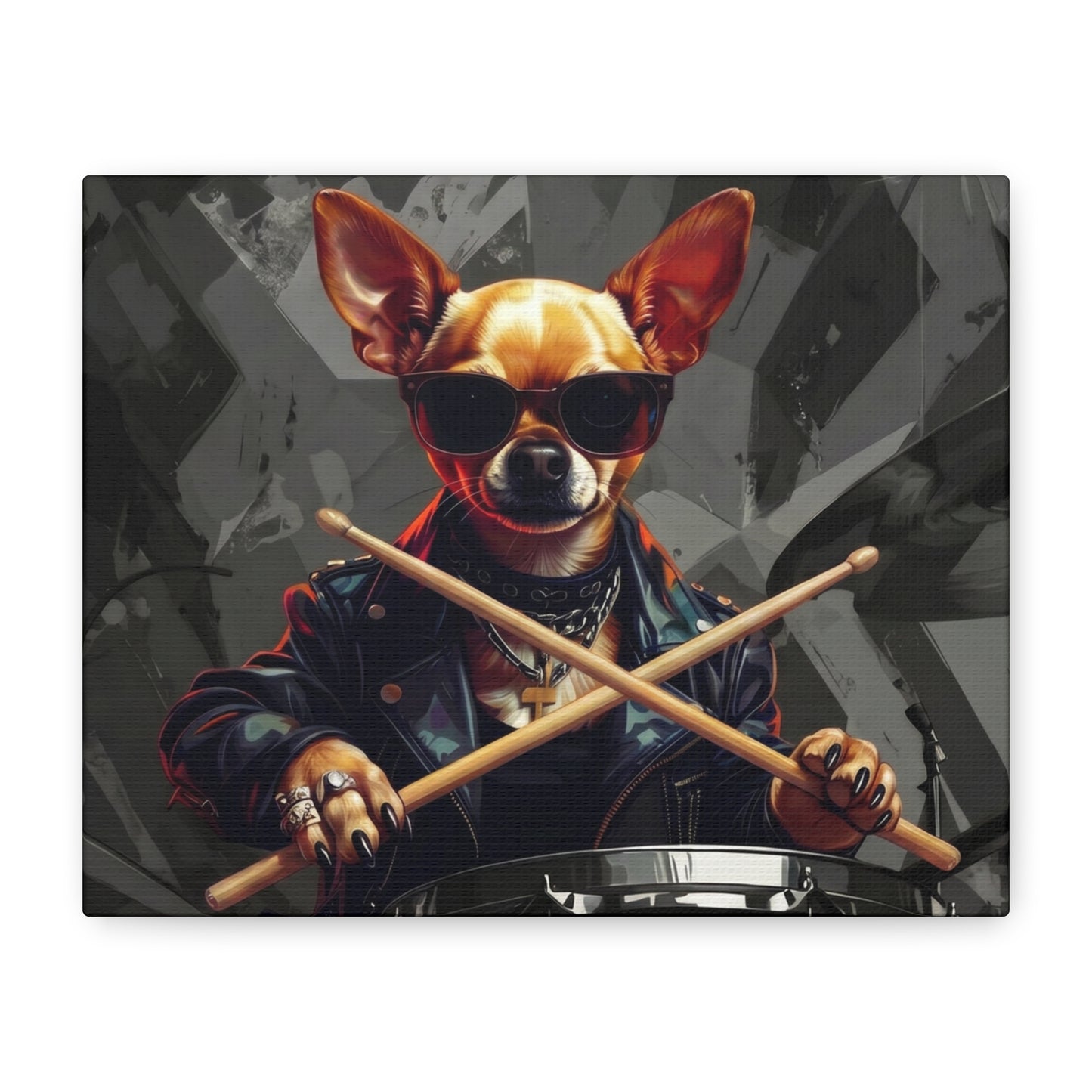Drummer Chihuahua Canvas Print — Cool Dog Wall Art for Music Lovers - Chunique Chihuahuas