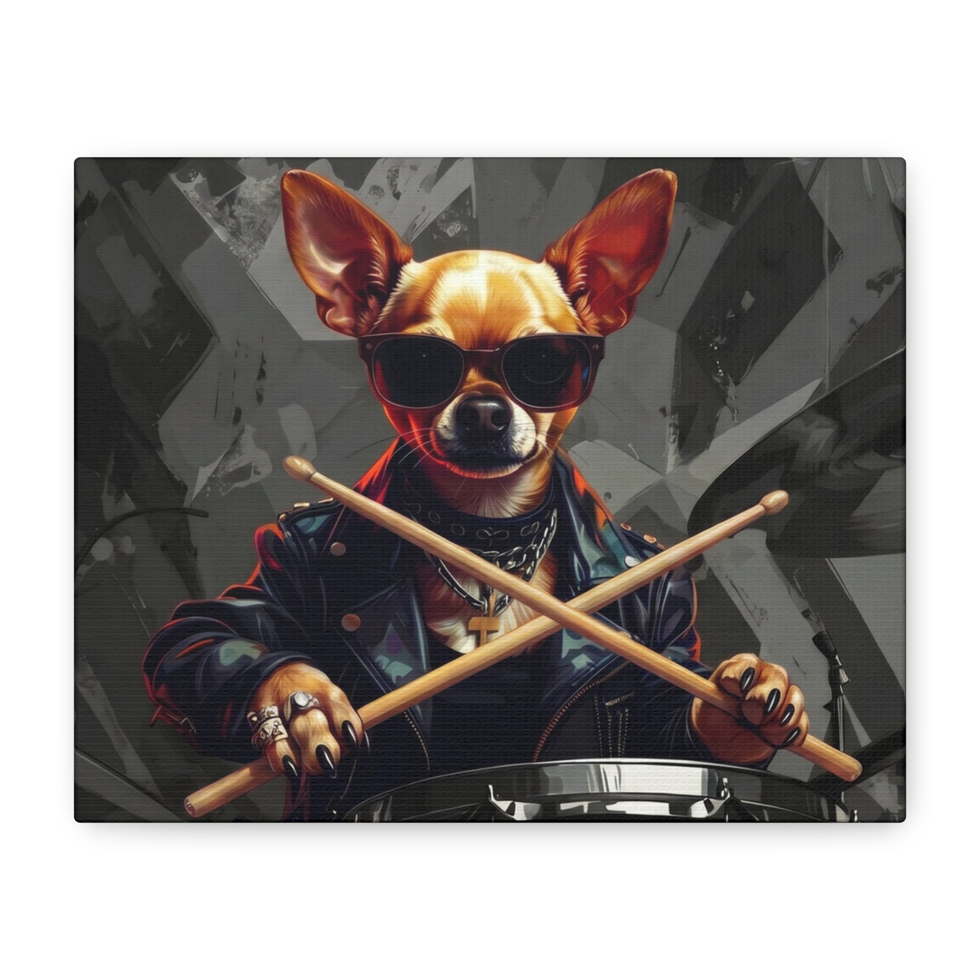 Drummer Chihuahua Canvas Print — Cool Dog Wall Art for Music Lovers - Chunique Chihuahuas