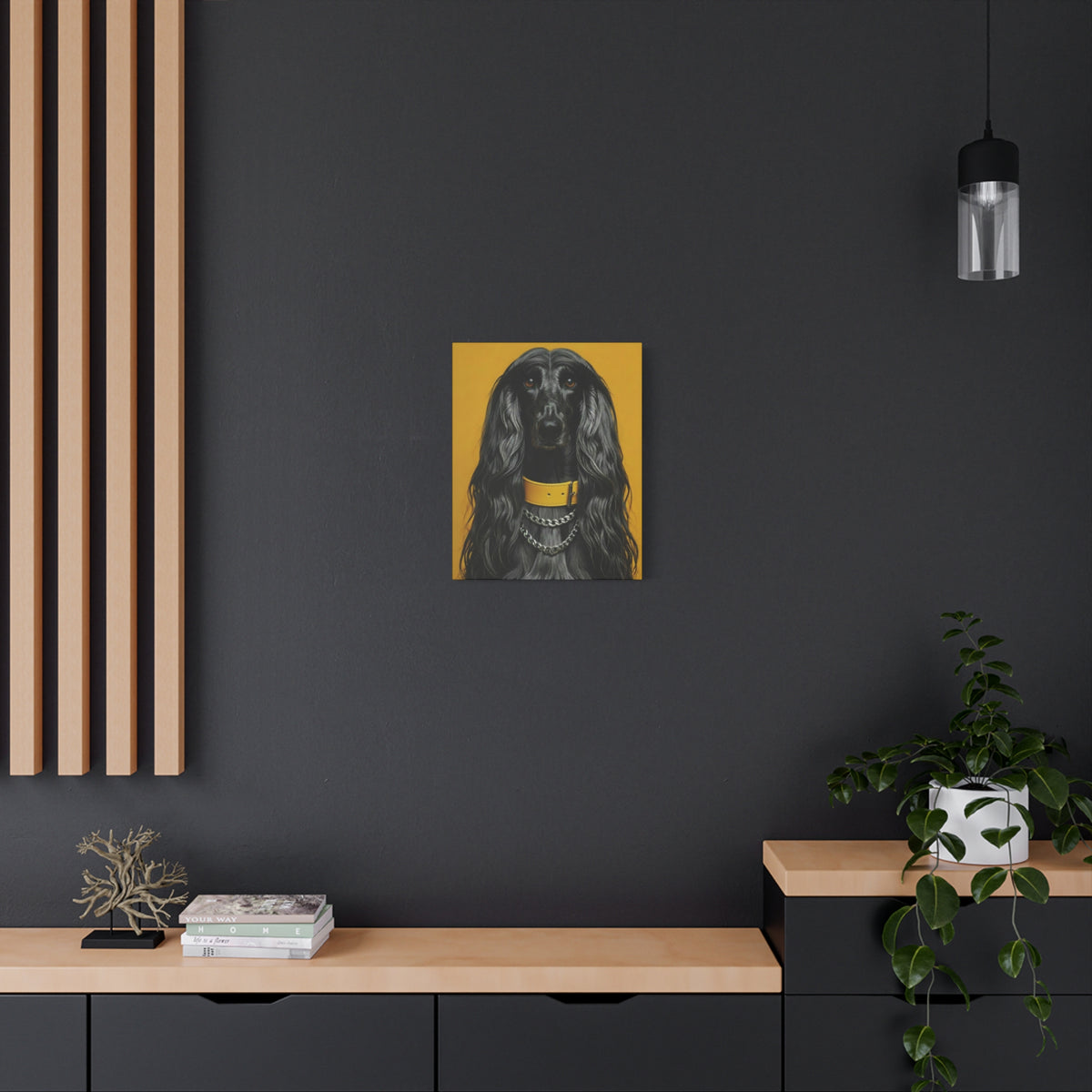 Afghan Hound Portrait Canvas – Yellow Collar Decorative Wall Art - Chunique Chihuahuas