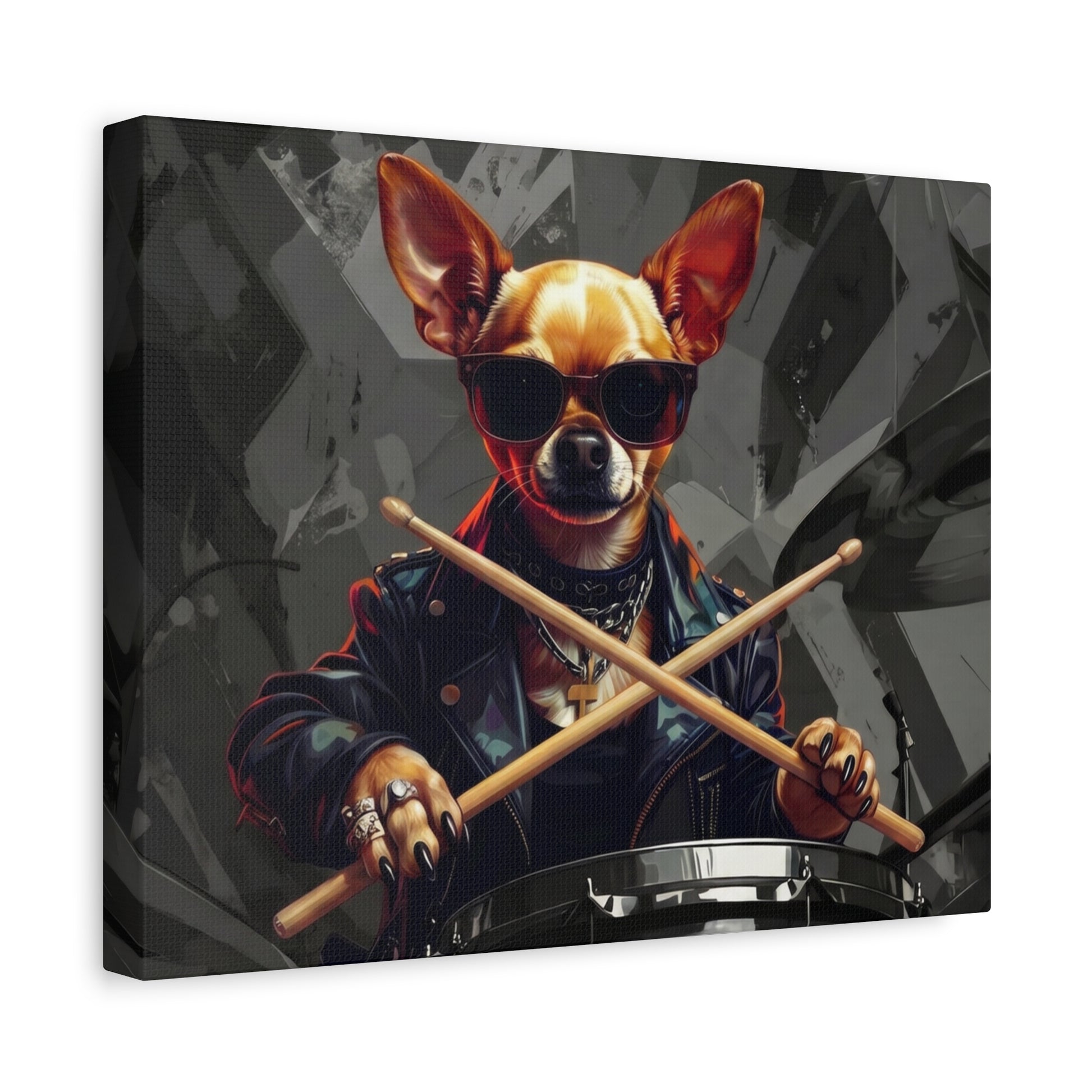 Drummer Chihuahua Canvas Print — Cool Dog Wall Art for Music Lovers - Chunique Chihuahuas