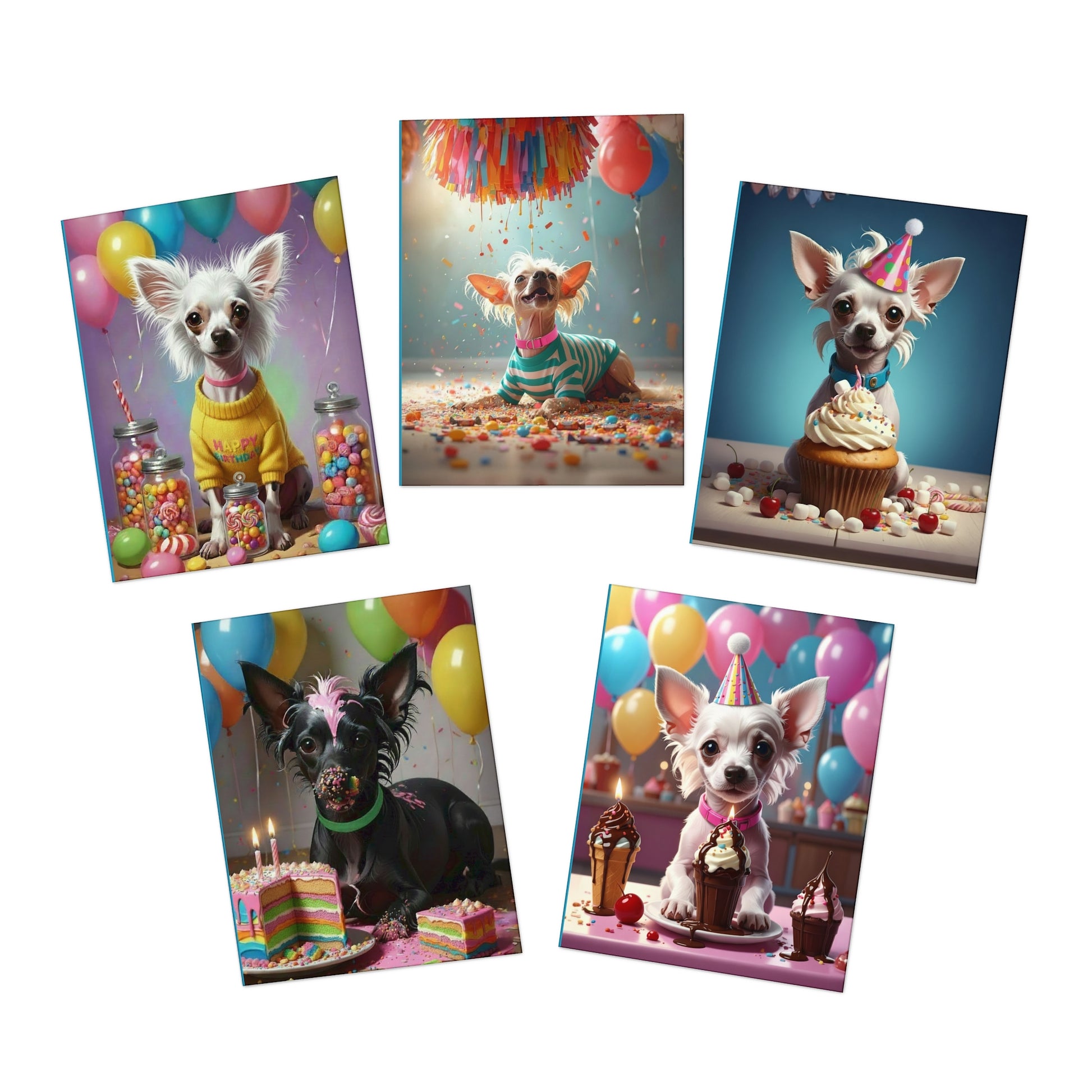Chinese Crested Birthday Cards - chunique chihuahuas