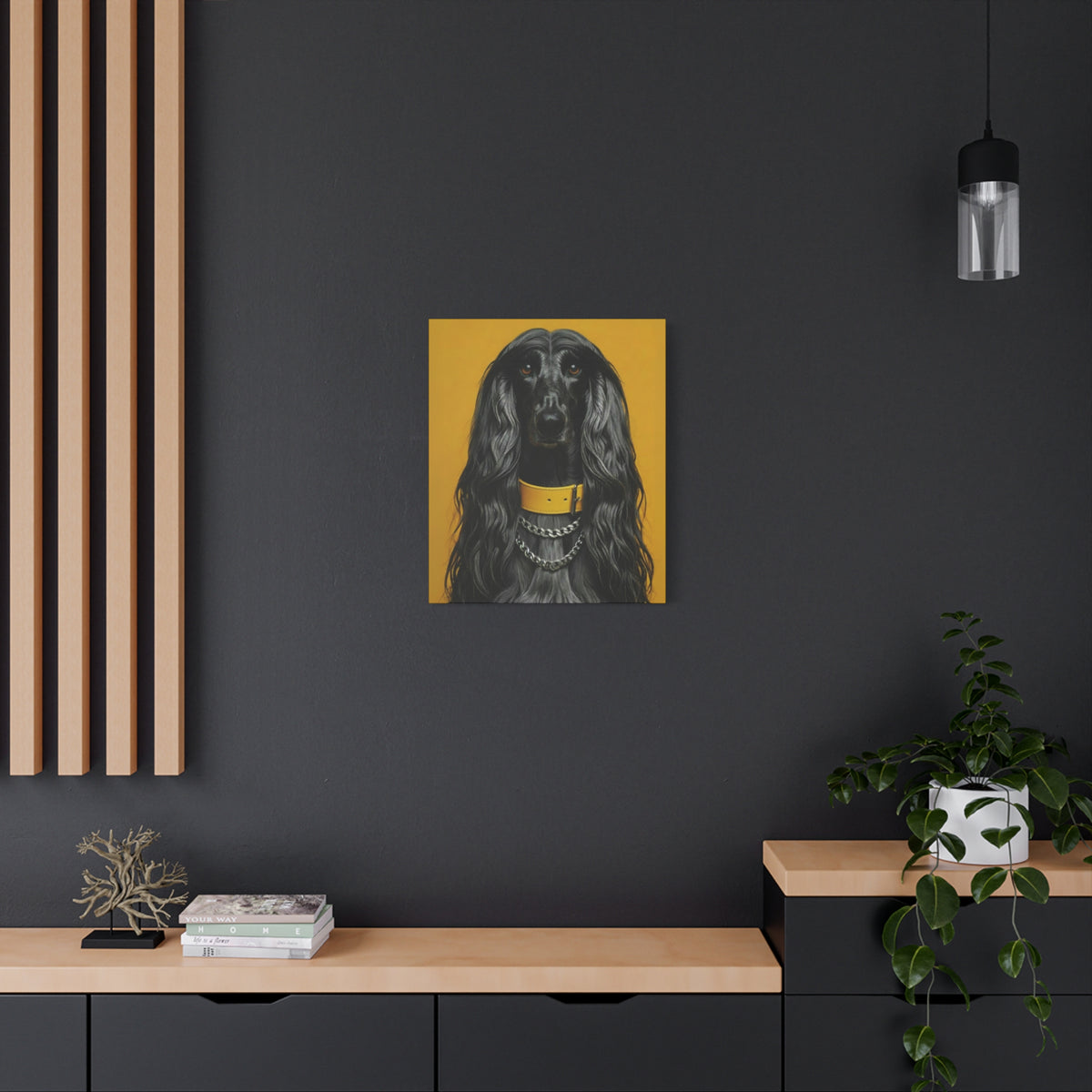 Afghan Hound Portrait Canvas – Yellow Collar Decorative Wall Art - Chunique Chihuahuas