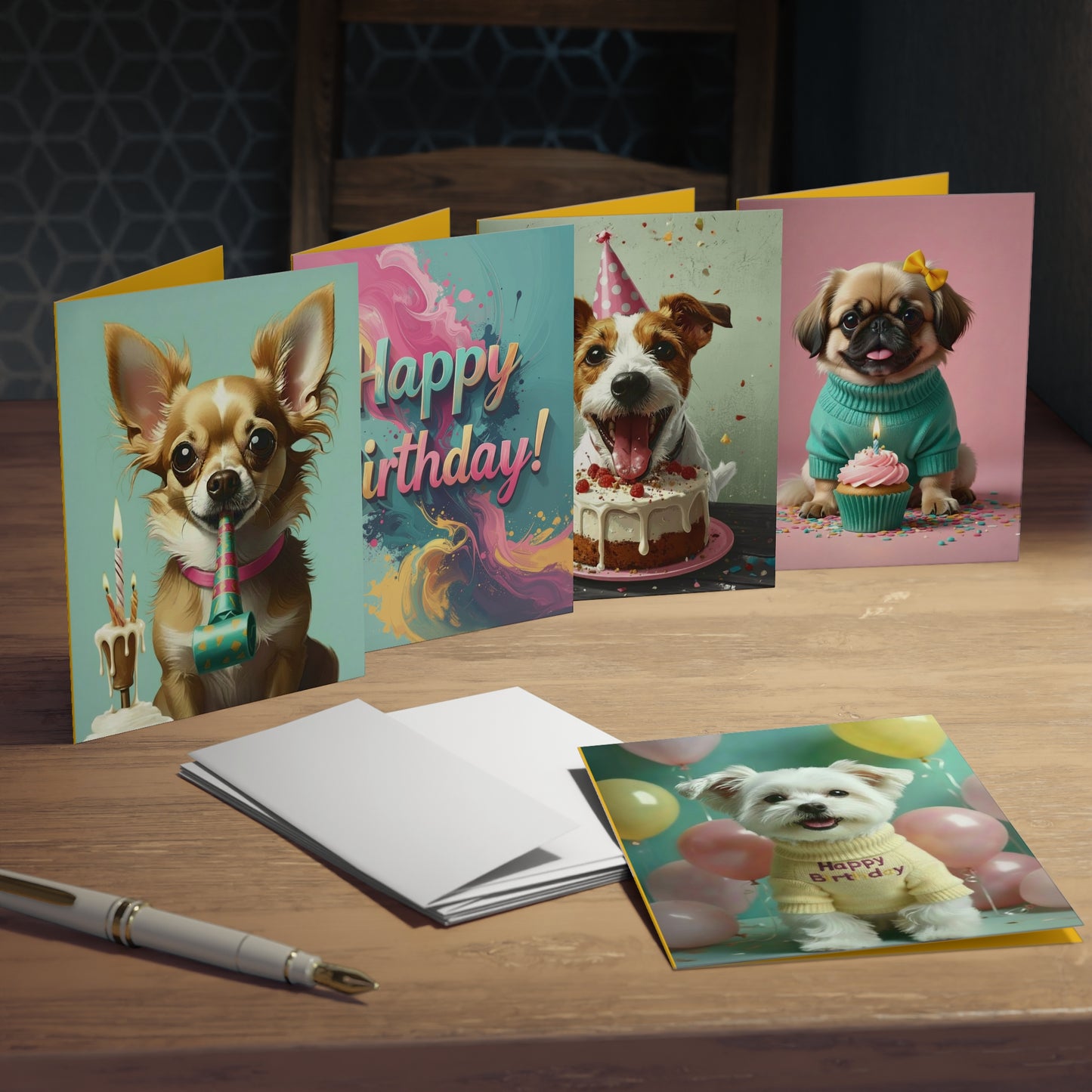Birthday Puppy Greeting Cards - 5-Pack Cute Dog Designs