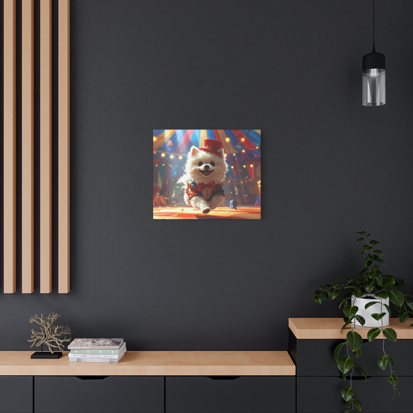 Circus Pomeranian Canvas Print — Happy Pup in Ringmaster Costume
