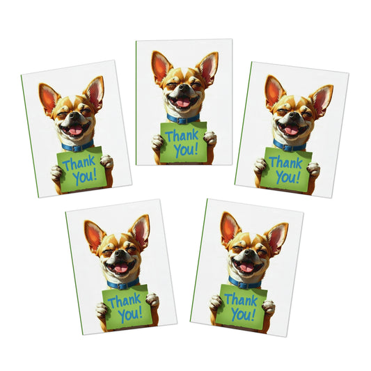 Chihuahua Thank You Greeting Cards — 5-Pack Cute Dog Note Cards