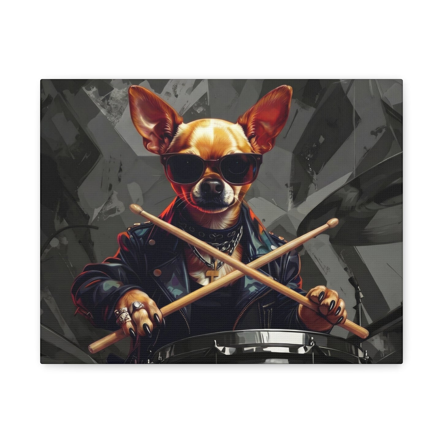 Drummer Chihuahua Canvas Print — Cool Dog Wall Art for Music Lovers - Chunique Chihuahuas