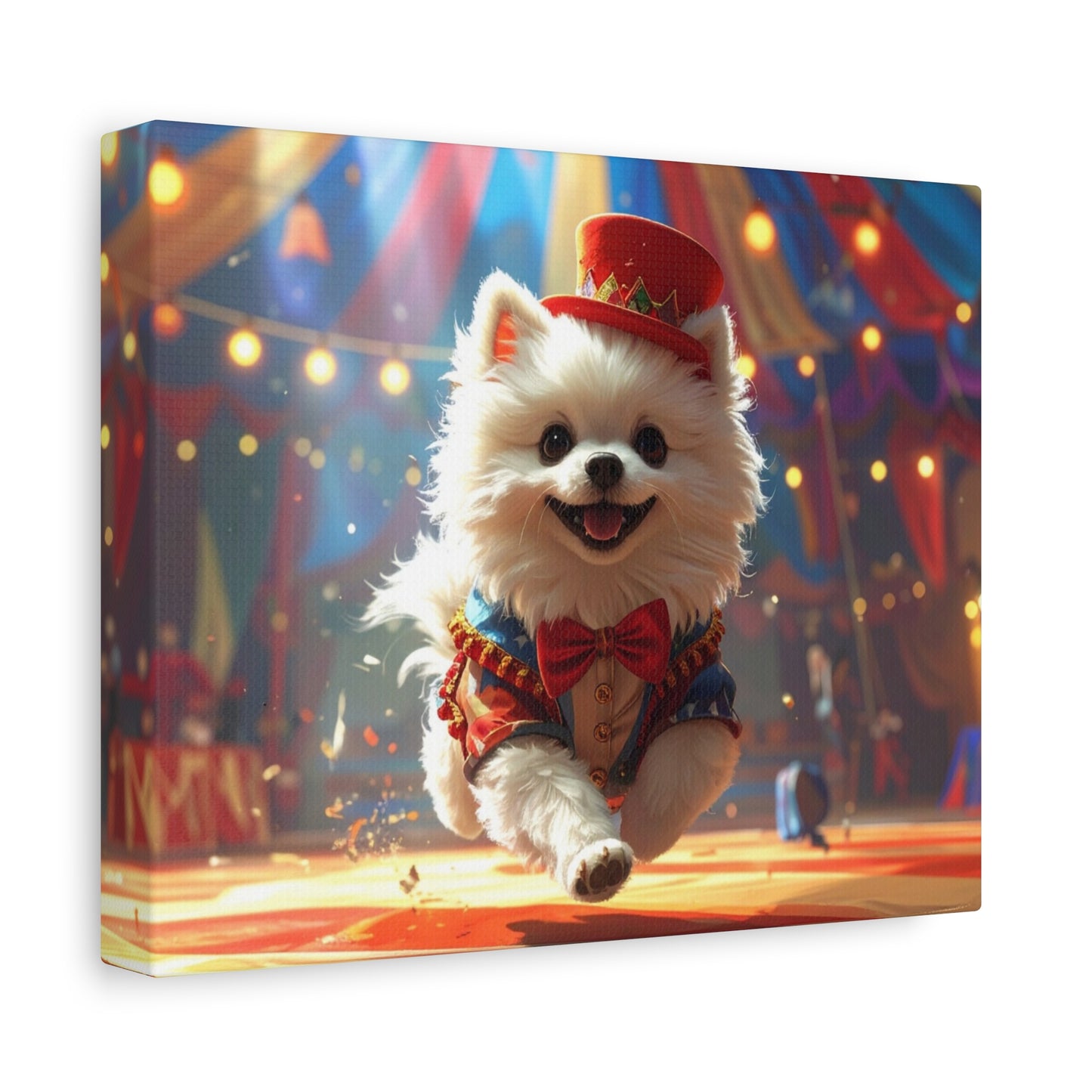 Circus Pomeranian Canvas Print — Happy Pup in Ringmaster Costume