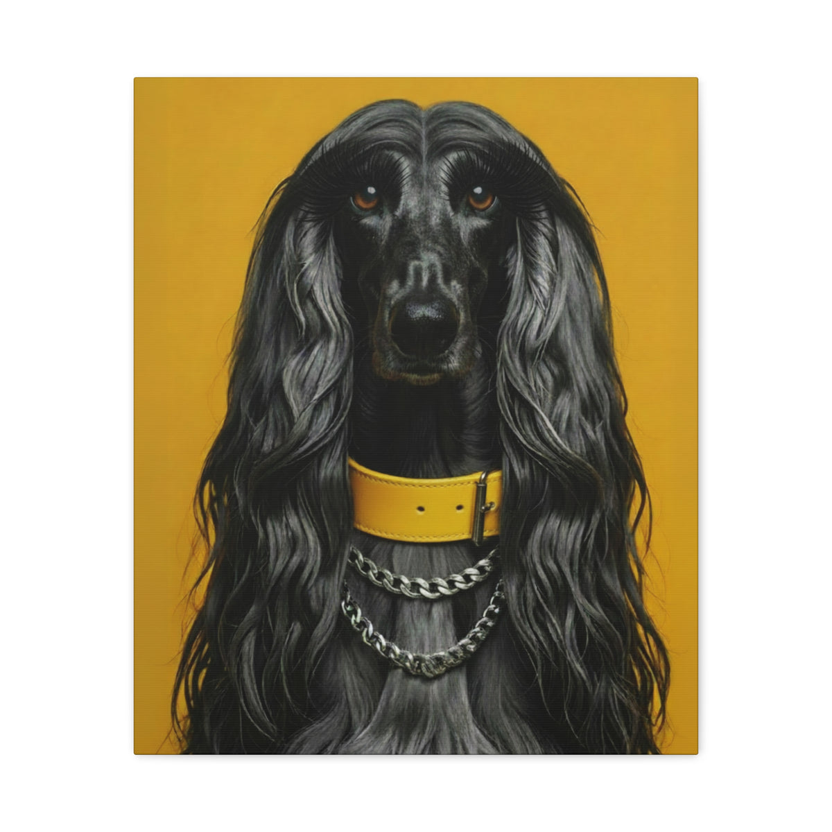 Afghan Hound Portrait Canvas – Yellow Collar Decorative Wall Art - Chunique Chihuahuas