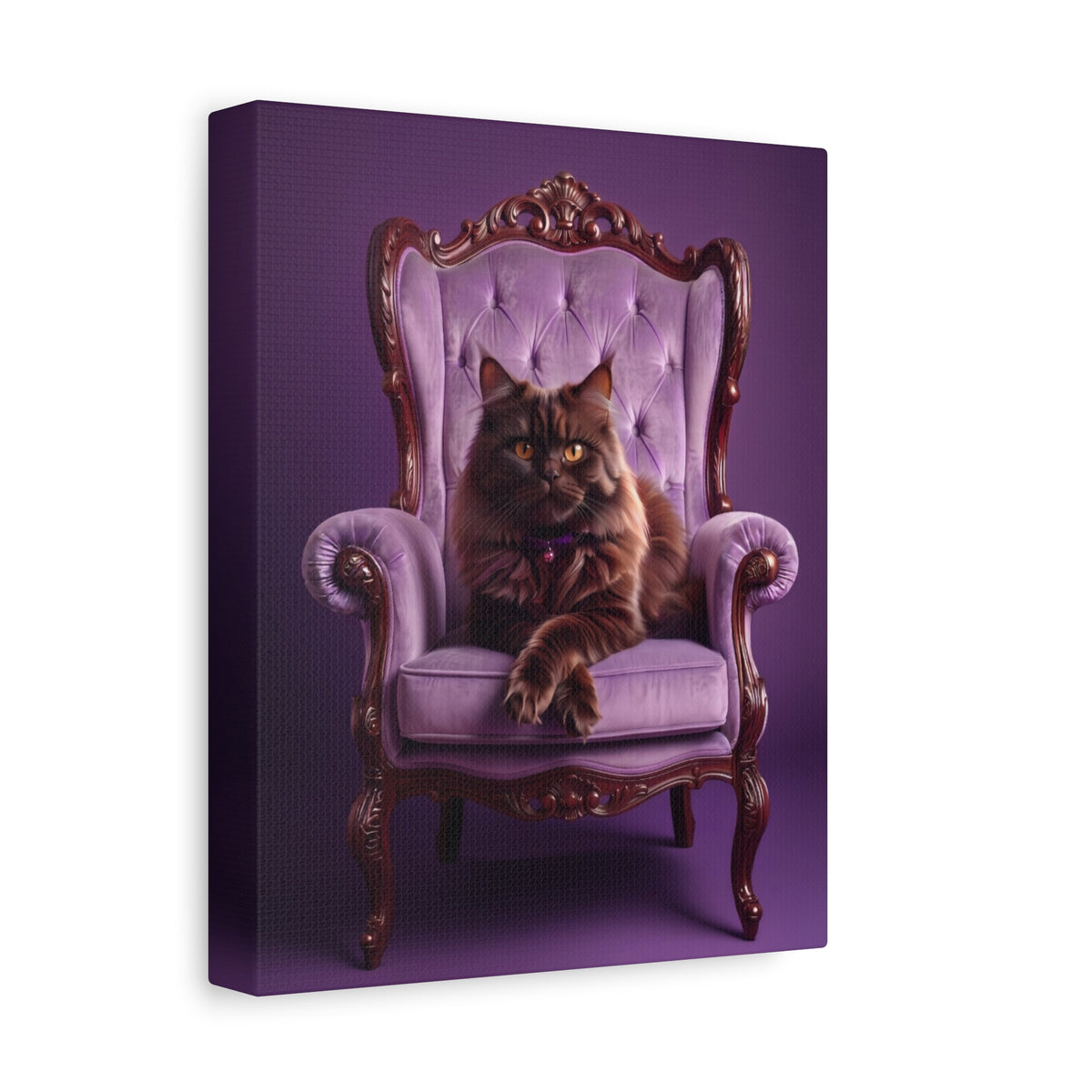Regal Persian Cat on Purple Throne Canvas - Chunique Chihuahuas