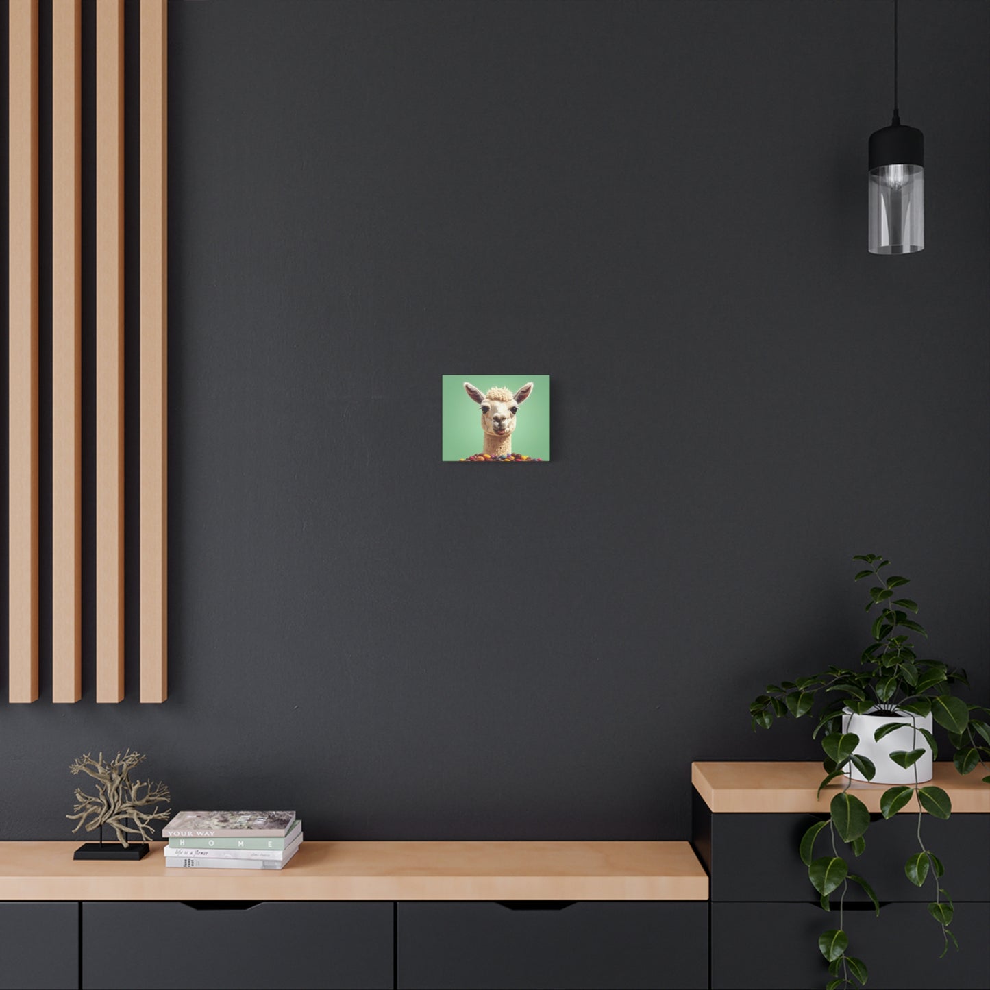 Llama Candy Canvas Print — Playful Llama Wall Art on Mint Background - Chunique Chihuahuas