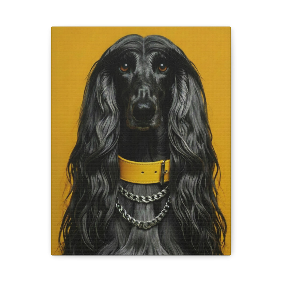 Afghan Hound Portrait Canvas – Yellow Collar Decorative Wall Art - Chunique Chihuahuas