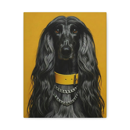 Afghan Hound Portrait Canvas – Yellow Collar Decorative Wall Art - Chunique Chihuahuas