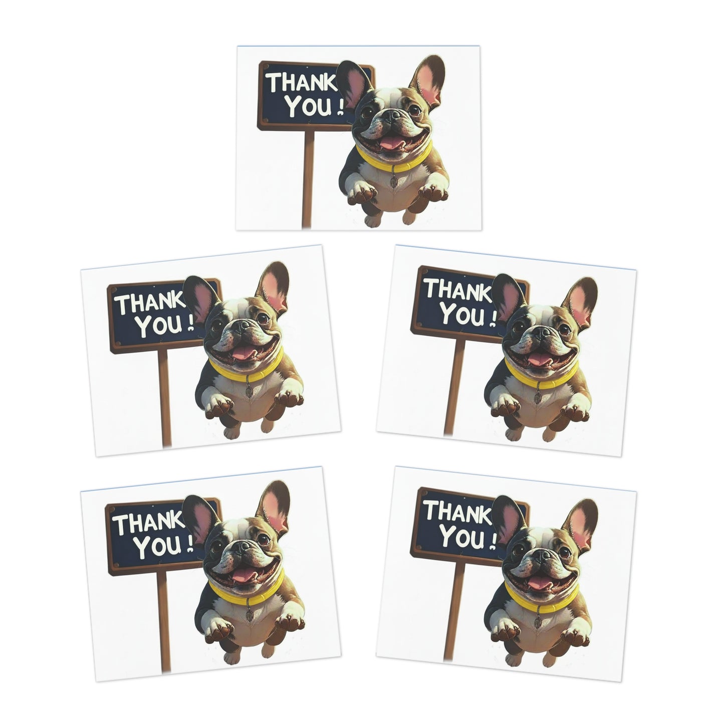 Thank You Greeting Cards (5‑Pack) — Cute French Bulldog Design