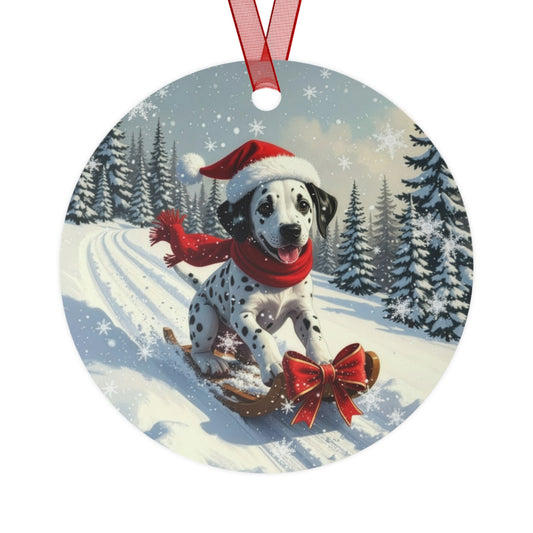 Dalmatian Sledding Christmas Ornament — Cute Holiday Dog Decor - Chunique Chihuahuas