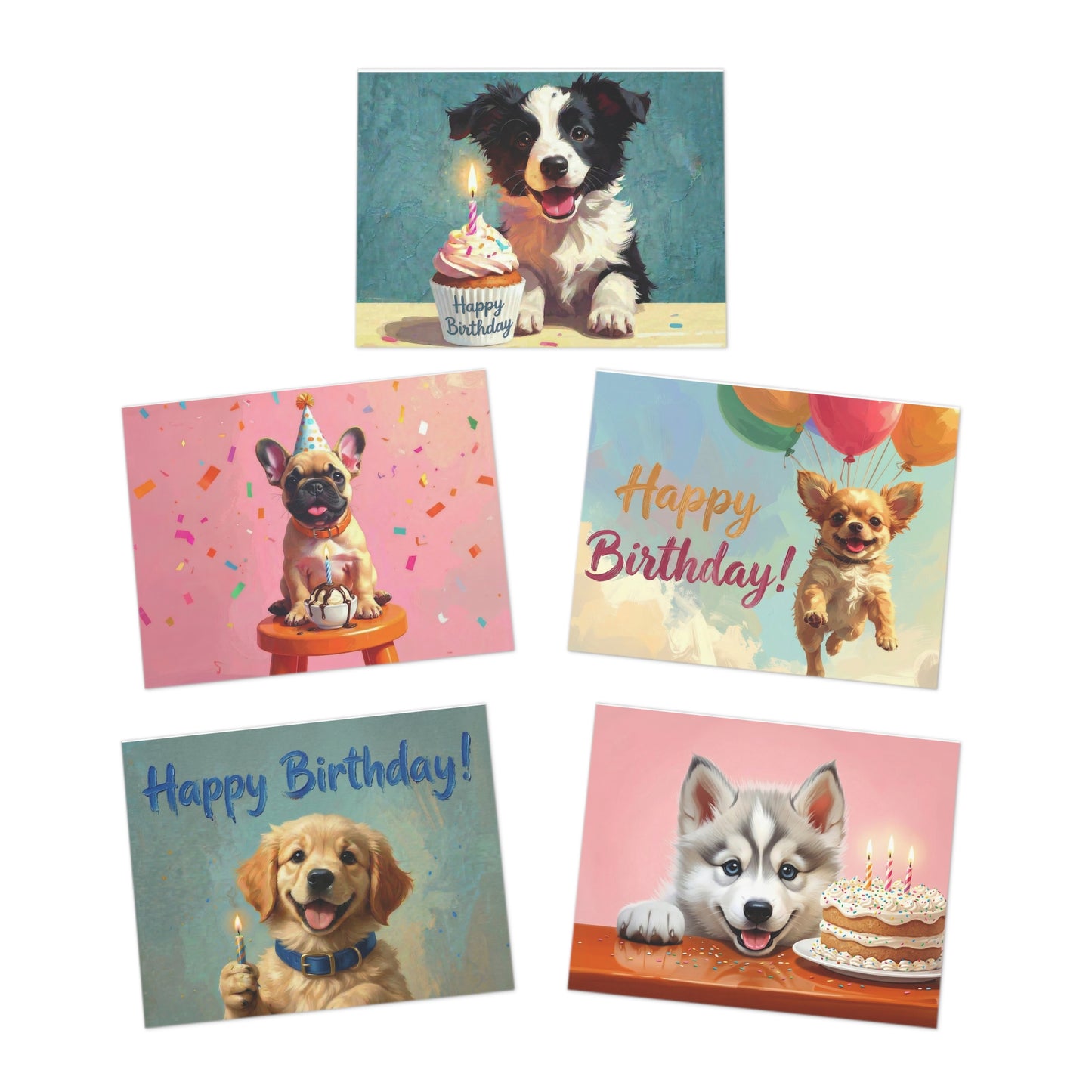 Birthday Puppy Greeting Cards 5-Pack — Cute Dog Birthday Cards (Happy Birthday!) - Chunique Chihuahuas