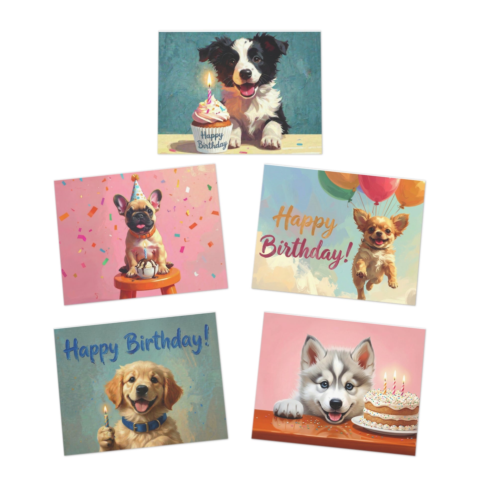 Birthday Puppy Greeting Cards 5-Pack — Cute Dog Birthday Cards (Happy Birthday!) - Chunique Chihuahuas
