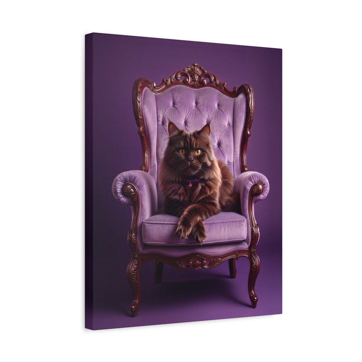 Regal Persian Cat on Purple Throne Canvas - Chunique Chihuahuas