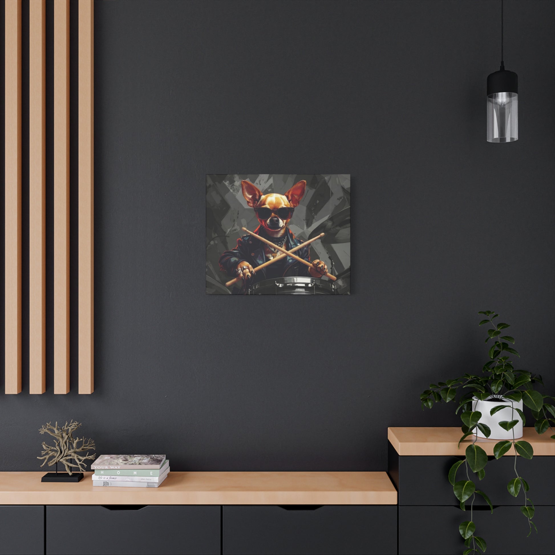Drummer Chihuahua Canvas Print — Cool Dog Wall Art for Music Lovers - Chunique Chihuahuas