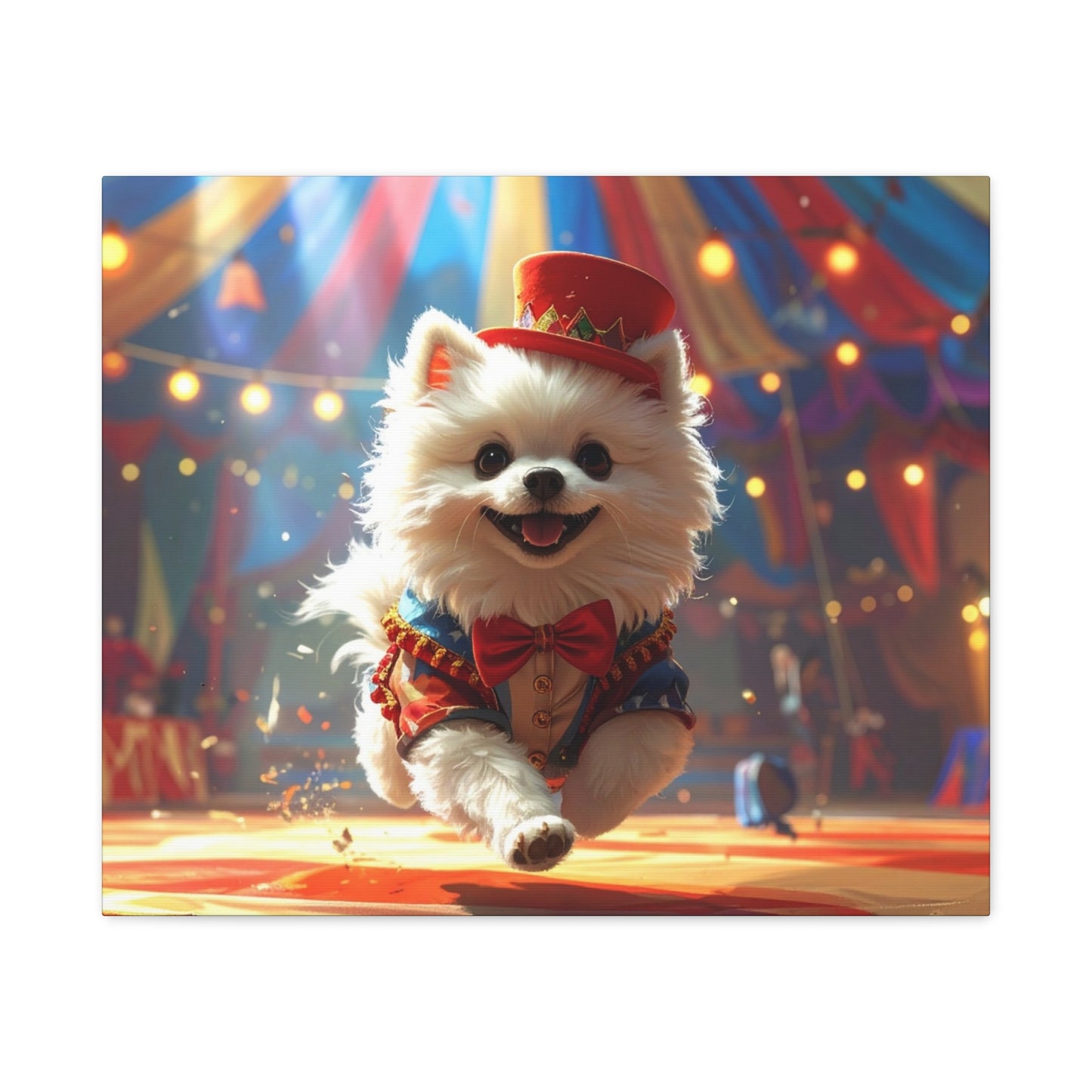 Circus Pomeranian Canvas Print — Happy Pup in Ringmaster Costume