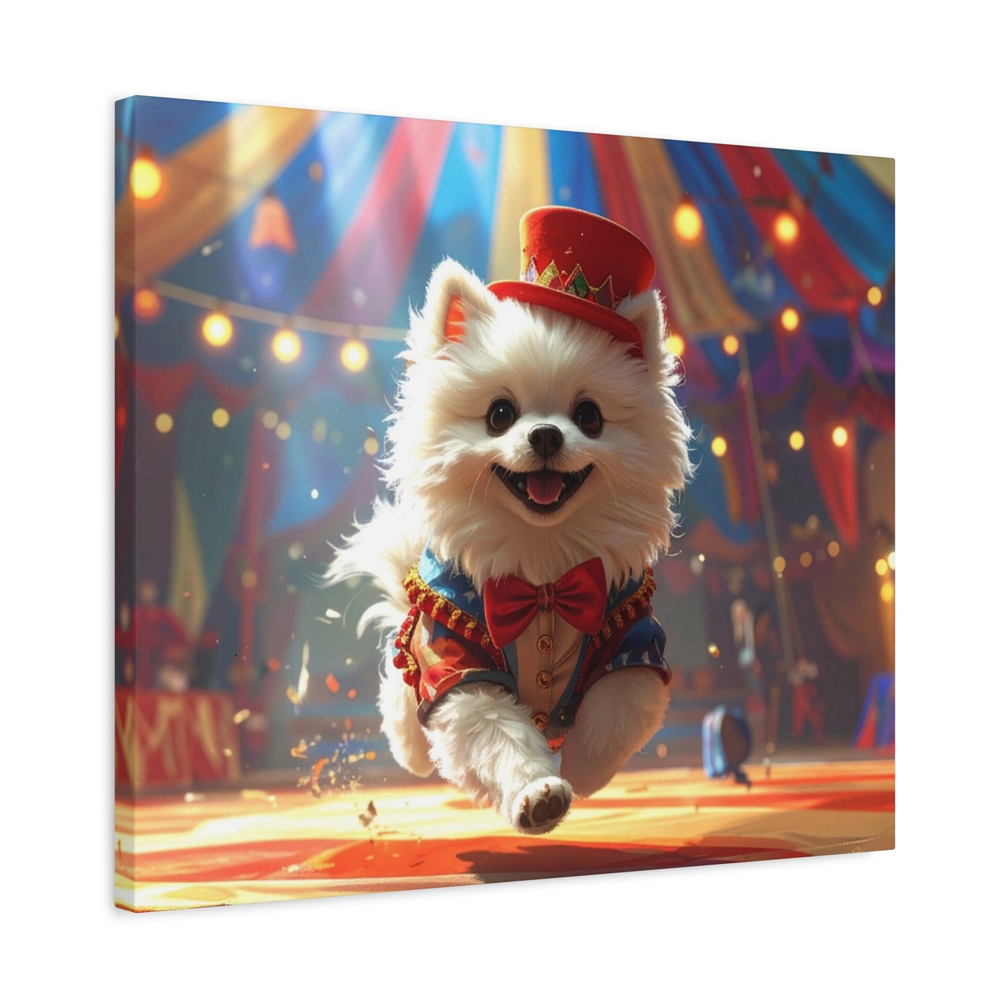 Circus Pomeranian Canvas Print — Happy Pup in Ringmaster Costume