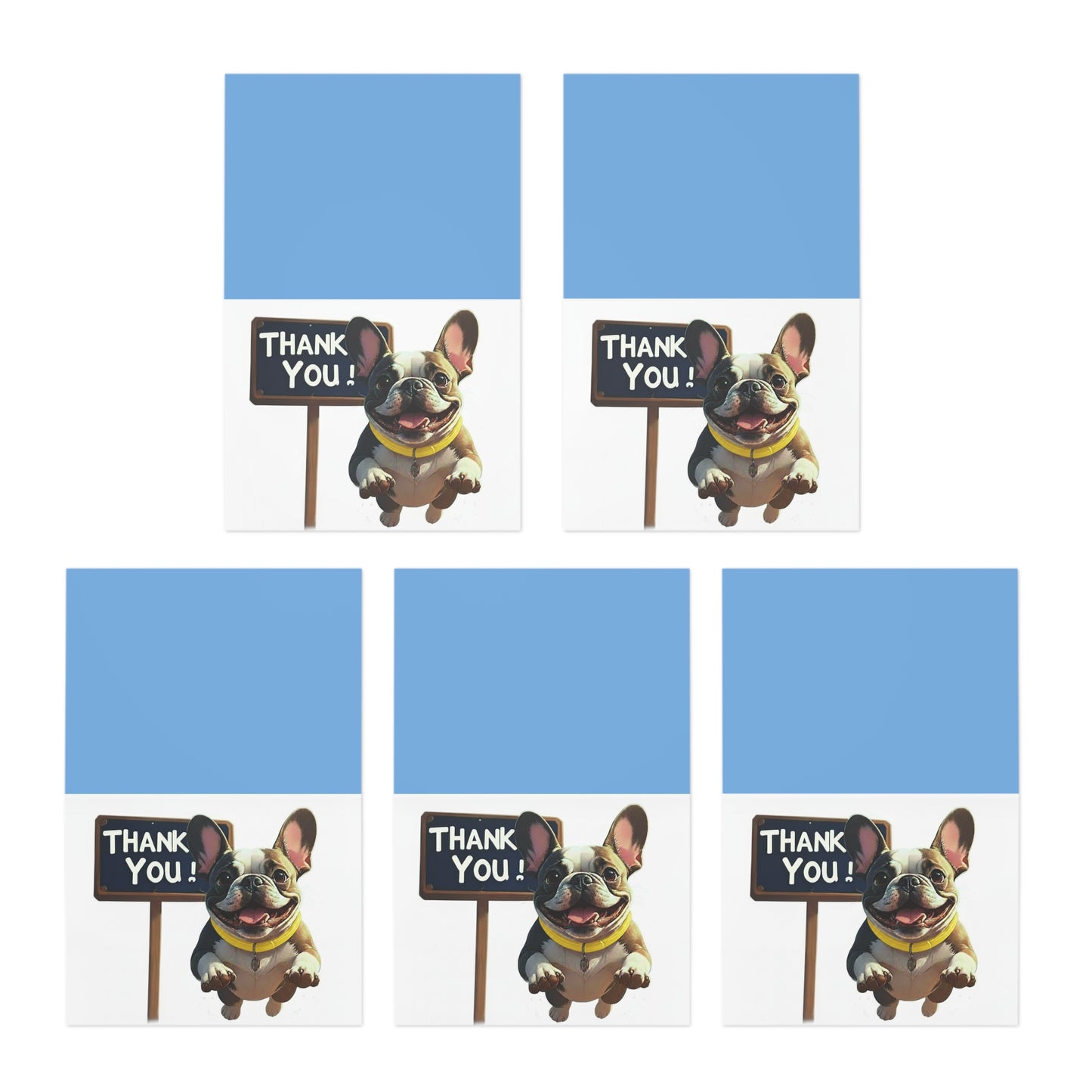 Thank You Greeting Cards (5‑Pack) — Cute French Bulldog Design