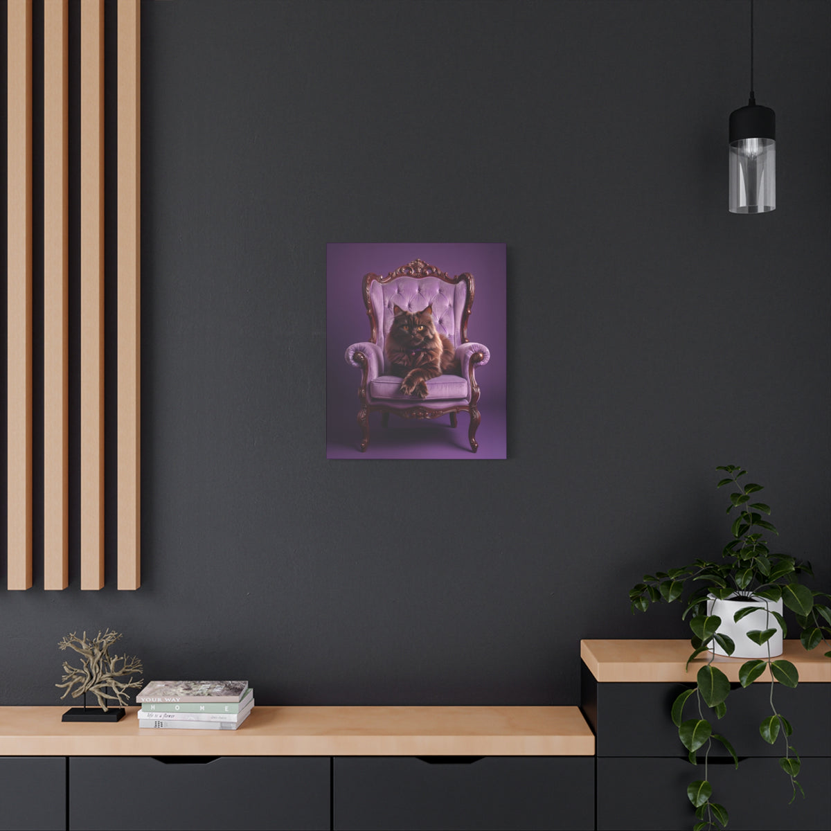 Regal Persian Cat on Purple Throne Canvas - Chunique Chihuahuas