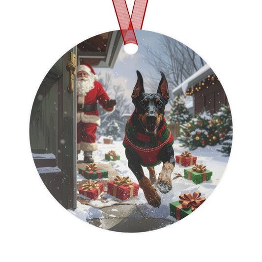Doberman Christmas Ornament — Funny Dog Holiday Metal Ornament - Chunique Chihuahuas
