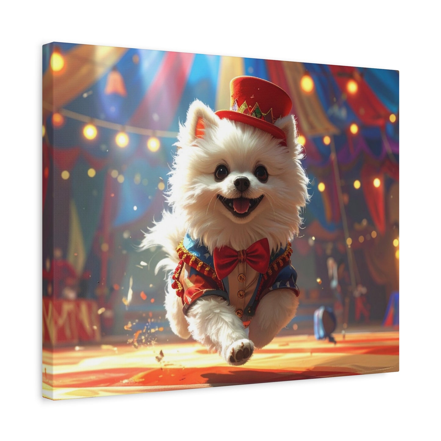 Circus Pomeranian Canvas Print — Happy Pup in Ringmaster Costume