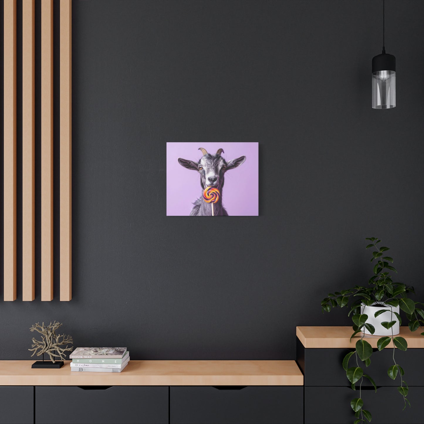 Goat with Lollipop Canvas Print — Whimsical Farmhouse Wall Art - Chunique Chihuahuas