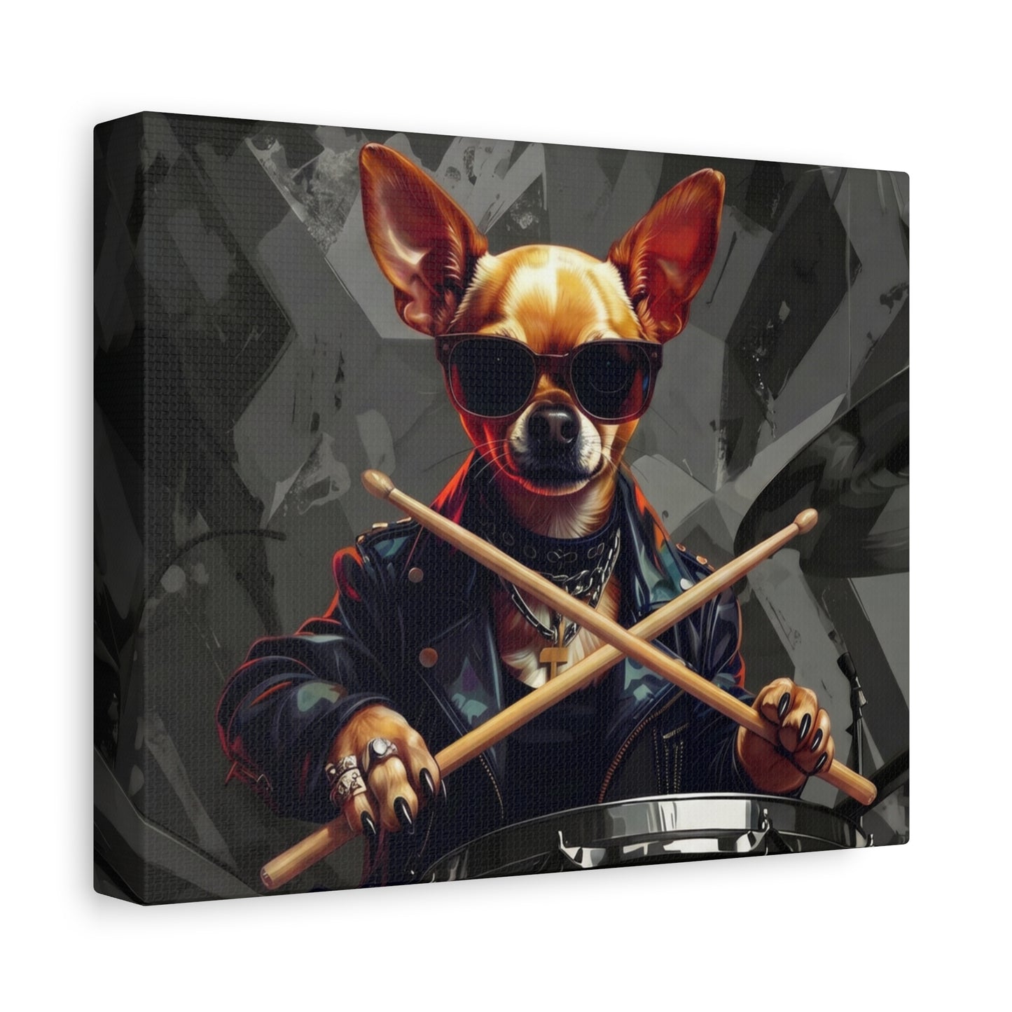 Drummer Chihuahua Canvas Print — Cool Dog Wall Art for Music Lovers - Chunique Chihuahuas