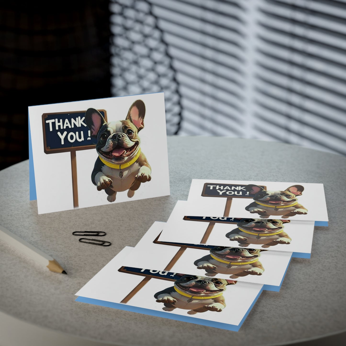 Thank You Greeting Cards (5‑Pack) — Cute French Bulldog Design