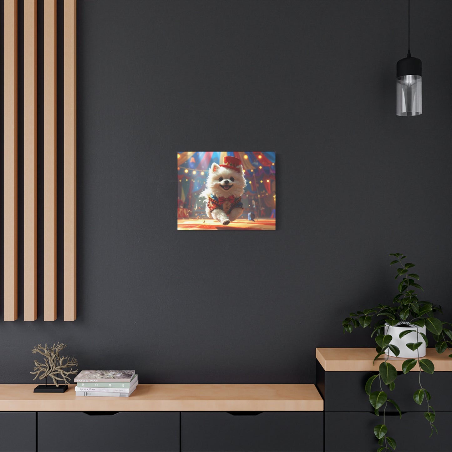 Circus Pomeranian Canvas Print — Happy Pup in Ringmaster Costume