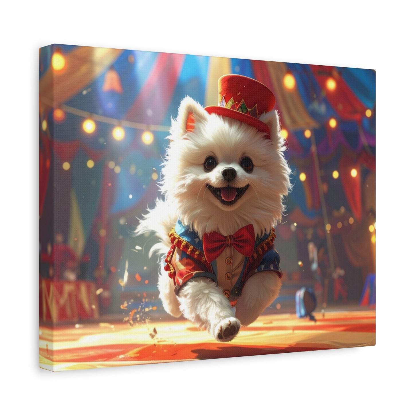 Circus Pomeranian Canvas Print — Happy Pup in Ringmaster Costume