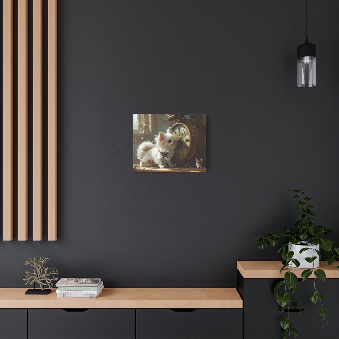 Chihuahua & Vintage Clock Matte Canvas Wall Art — Cute Pet Home Decor - Chunique Chihuahuas