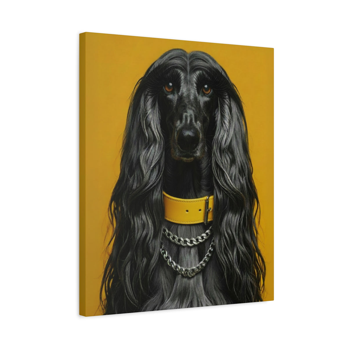 Afghan Hound Portrait Canvas – Yellow Collar Decorative Wall Art - Chunique Chihuahuas