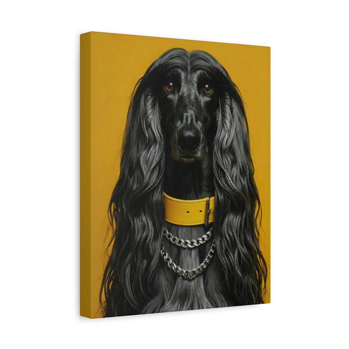 Afghan Hound Portrait Canvas – Yellow Collar Decorative Wall Art - Chunique Chihuahuas