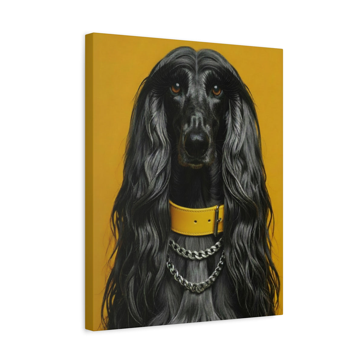 Afghan Hound Portrait Canvas – Yellow Collar Decorative Wall Art - Chunique Chihuahuas
