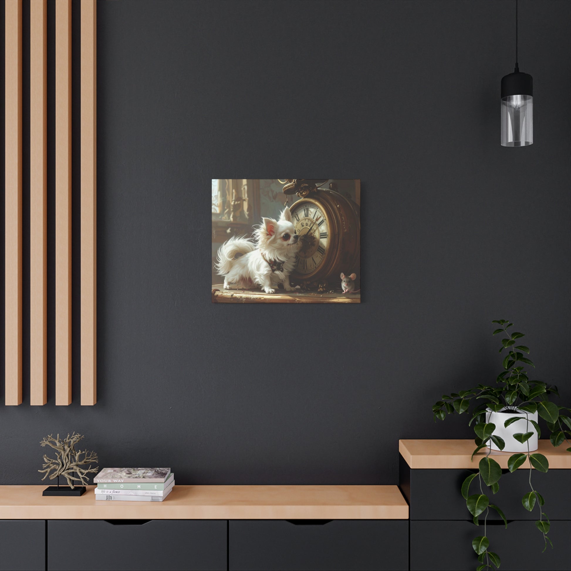 Chihuahua & Vintage Clock Matte Canvas Wall Art — Cute Pet Home Decor - Chunique Chihuahuas